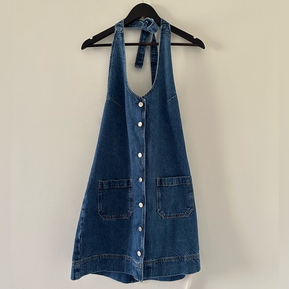 NWT Reformation Brittany Halter Denim Halter Dress - Picture 16 of 16